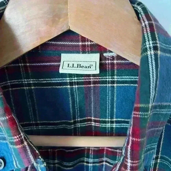 L.L. Bean Plaid Blue Button Down Preppy Prep Western Country Cotton Shirt Small - Picture 3 of 5